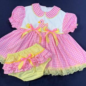 Adult Baby Sissy Littles abdl PINK Gingham DUCKY Dress Set My Binkies and Bows