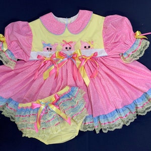 Adult Baby Sissy Littles abdl THREE LITTLE PIGS Dress Set My Binkies and Bows