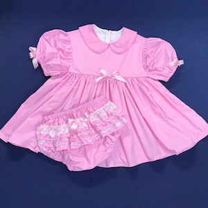 Adult Baby Sissy Littles abdl VINTAGE PINK Dress and Diaper Cover My Binkies and Bows