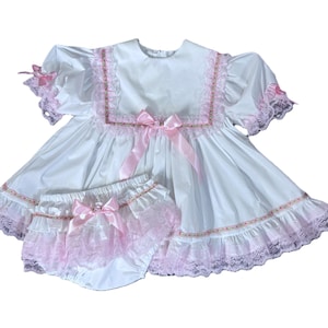 Adult Baby Sissy Littles abdl WHITE SUNDAY Dress Set My Binkies and Bows