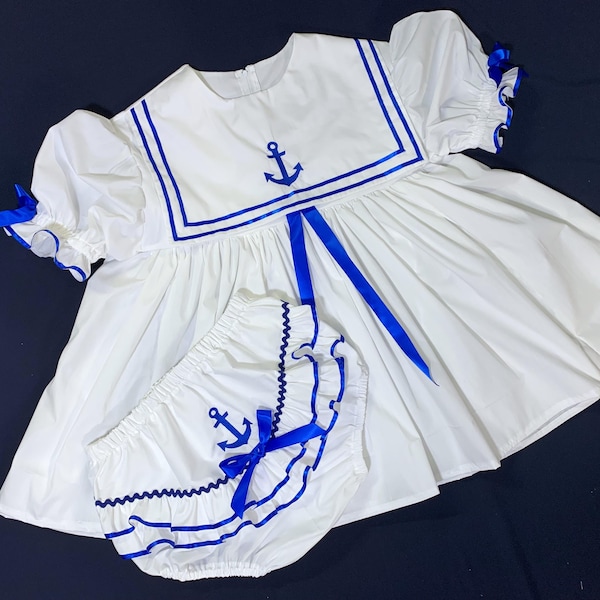 Adult Baby Sissy abdl Littles SIMPLE BLUE SAILOR Dress Set My Binkies and Bows