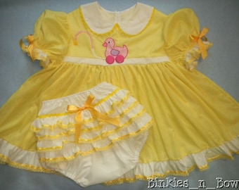 Yellow Ducky Dress Set ABDL Sissy littles adult baby dress up
