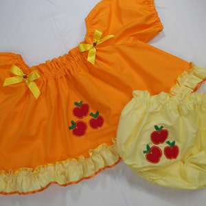 Adult Baby Sissy Littles abdl APPLEJACK PONY MLP Crop Top 2 Piece Set Shirt Diaper Cover Dress Up