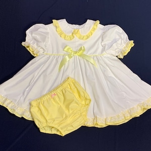 Adult Baby Sissy Littles abdl SIMPLE YELLOW Dress and Diaper Cover