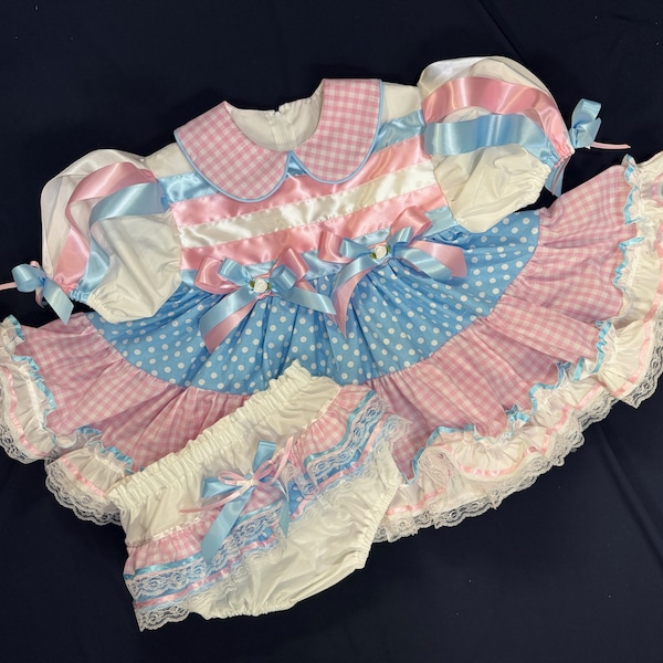 Pink Vanilla Cotton Candy Dress Set: Adult Baby Sissy ABDL Outfit