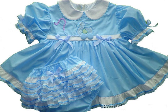 Adult Baby Sissy Yellow Pull Toy Ducky Dress Set Binkies/_n/_Bows