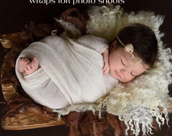 Neutral Newborn Wrap, Cotton Gauze Baby Wrap, Ivory Cheesecloth Photography Prop, White Swaddle Blanket for Newborn Photos