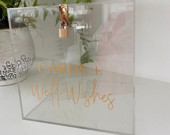 HIRE - Sydney's Northern Beaches Pickup | Wishing Well Hire | Cards Box - Gold Lettering | Wedding Cards Box