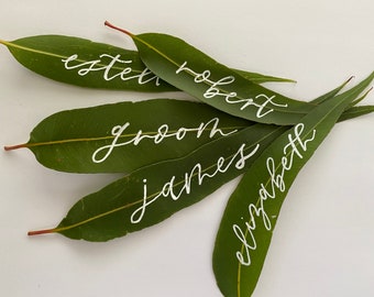 Australia Wedding, Eucalyptus Leaf Wedding Place Card, Summer Escort Card, Leaf Place Card