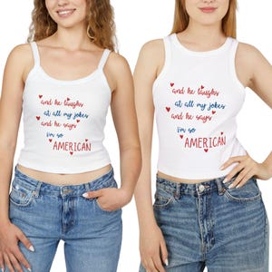So American Racer Tank Top patriottische T-shirt Olivia Tank muziekliefhebber cadeau Tee Girly USA tshirt lef geïnspireerd shirt spaghetti bandje crop tank