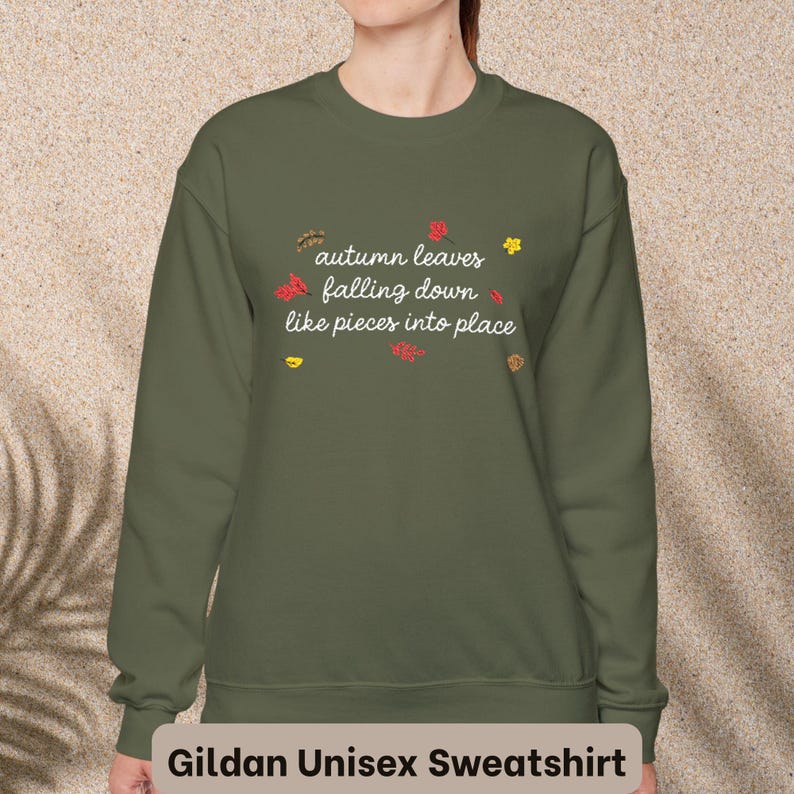 Sudadera con bordado de hojas de otoño cayendo, cómoda sudadera Taylor, sudadera All Too Well, sudadera con capucha, bordado de letras, regalo para amantes de la música imagen 4