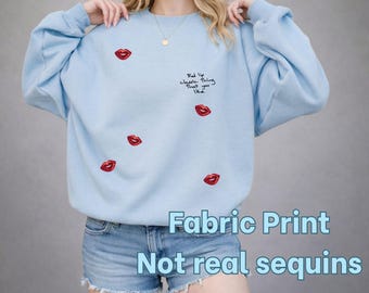 Sudadera con lentejuelas de labios rojos, camiseta de manga larga Comfort Colors, Red Lip Classic Thing That You Like, sudadera con cuello redondo Taylor, sudadera Era, sudadera con capucha, letra
