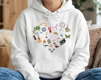 Eras Heart Sweatshirt Music Icon Pullover Taylor Crewneck Music Lover Gift Era Hoodie Heart Collage Sweatshirt Music Fan Gift Colorful Shirt