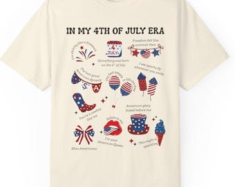Maglietta per bambini dell'era del 4 luglio, maglietta patriottica del 4 luglio, maglietta corta americana, maglietta regalo per amanti della musica, maglietta con scollo a V Taylor, maglietta con bordo a contrasto Eras