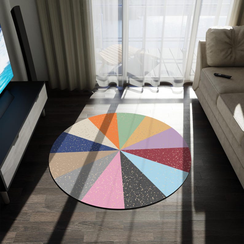 Eras Round Rug Retro Color Wheel Round Rug Modern Geometric Floor Mat ...