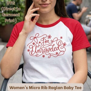 I'm Unraveled T-Shirt OR3 Crop Top Olivia Raglan Tee The Cure Lyrics Shirt Music Lover Gift Red Stitch Effect