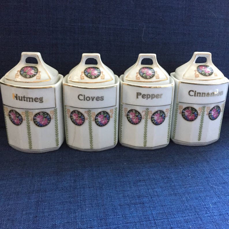 Vintage Ceramic Spice jar Set marked Germany set of four Etsy