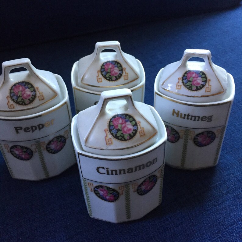 Vintage Ceramic Spice jar Set marked Germany set of four Etsy