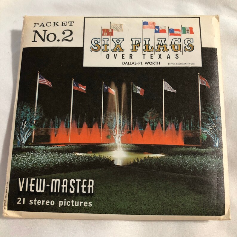 1963 View Master Reels Packet A413 Six Flags Over Texas, Dallas-Fort Worth,1961 h5 image 1