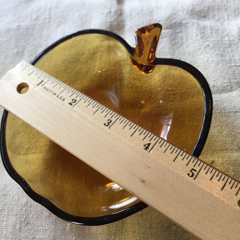 5x5 inches box C Small Serving or Candy Dish vintage amber glass Vintage apple Dish