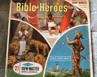 Vintage Sawyer’s Viewmaster ,Bible Heroes,Samson, David, Daniel, années 1960 avec livret couleur,