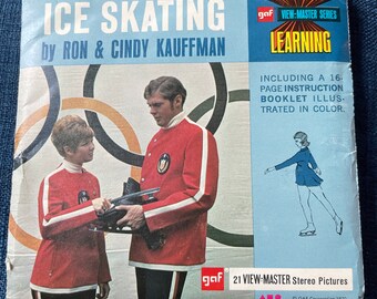 Ron  and Cindy Kauffman, Instructional ICE SKATING,  vintage 1970, 3 Reels ,21 Pictures , Viewmaster View Master,PP