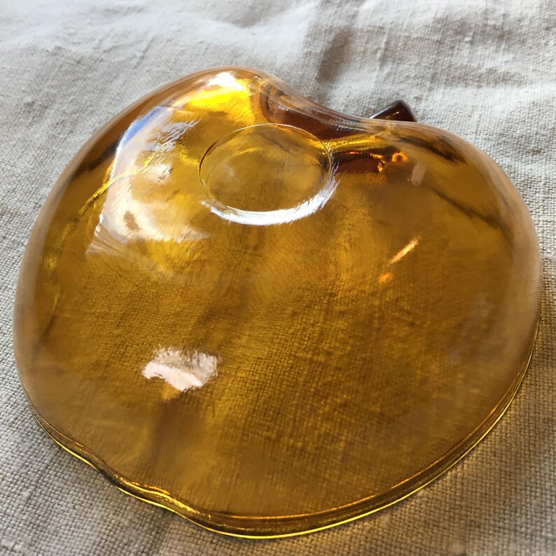 5x5 inches box C Small Serving or Candy Dish vintage amber glass Vintage apple Dish