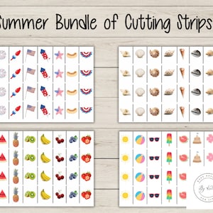 Summer Cutting Strips Bundle, Montessori and Preschool Scissor Skills and Fine Motor