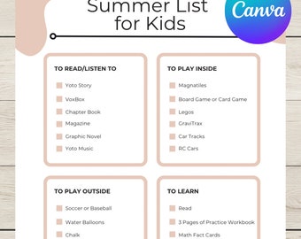 Summer Guide List for Kids, Executive Functioning and Independent Planning, Visual Support