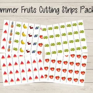 Summer Fruits Cutting Strips Pack, Montessori and Preschool Scissor Skills