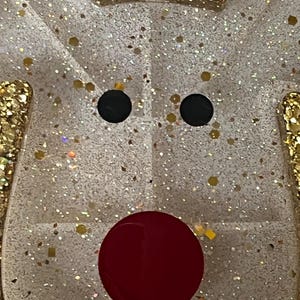 Rudolph Resin Holiday Tray, Gold Glitter Decorative Tray - Etsy