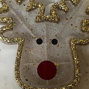 Rudolph Resin Holiday Tray, Gold Glitter Decorative Tray - Etsy