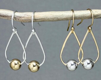 Mixed Metal Earrings - Lightweight Drop Earring - Gift for Her Silver and Gold Wire EH-101