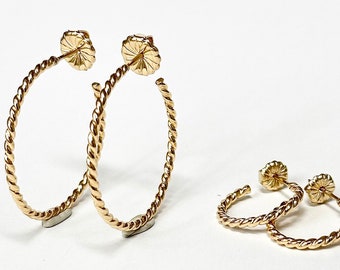 Twisted Gold Hoop Earrings - 14kt Gold-Filled, Modern Lightweight Contemporary Handmade Jewelry HP-10