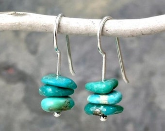 Natural Turquoise Earring Drop | Blue Dangle Earring | Simple Cowgirl Jewelry Southwest Style Western Jewelry Fashion Turquoise Colors