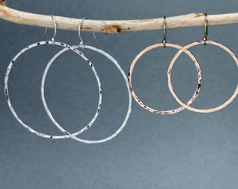 Eternity Hoop Earrings - Lightweight Open Circle Gold or Silver Modern Minimalist Dangle EH-17