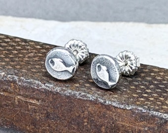 Fish Stud Earring - Sea Jewelry Sterling Silver Angler Post EP-90.2