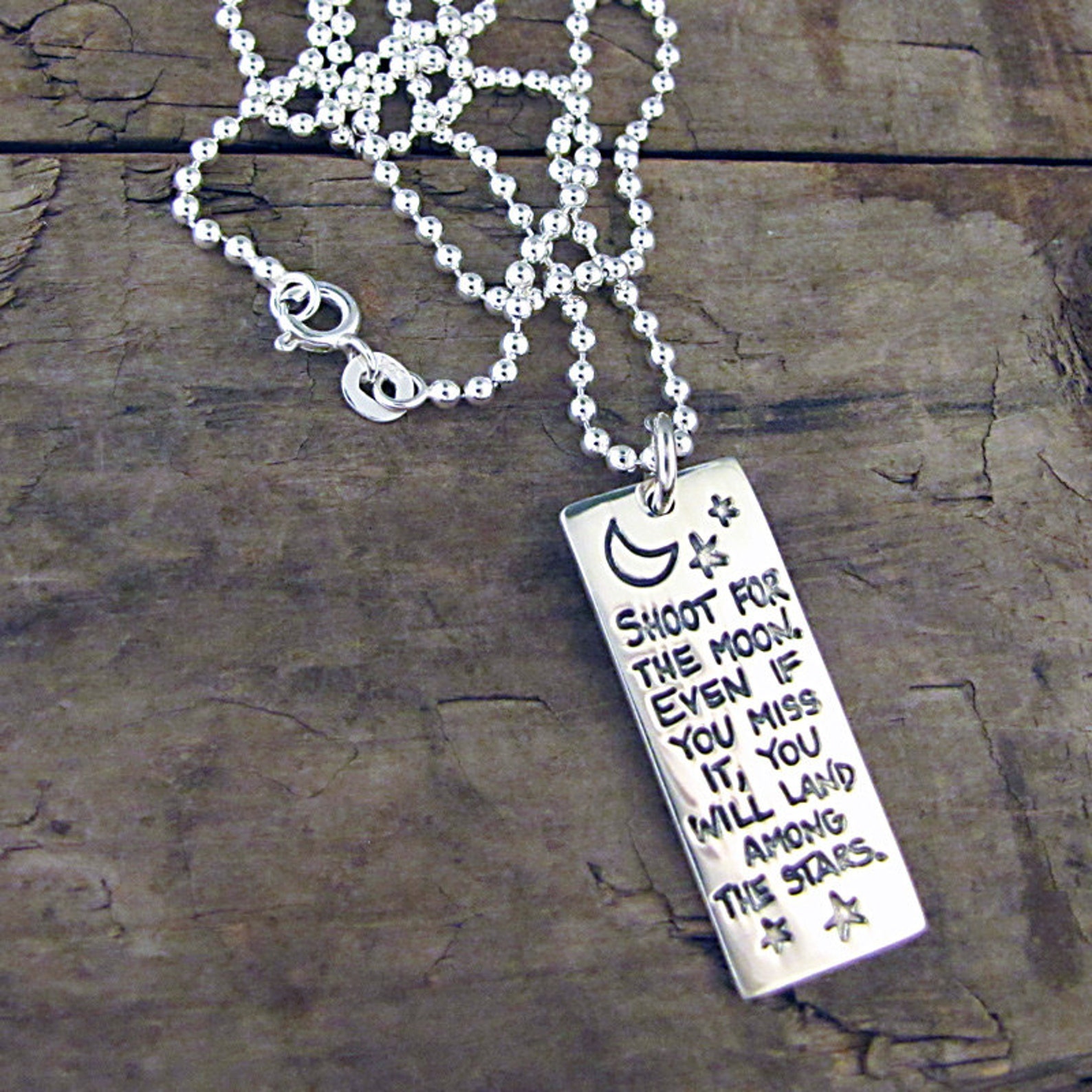 Shoot for the Moon Inspirational Necklace Graduation Gift Motivational