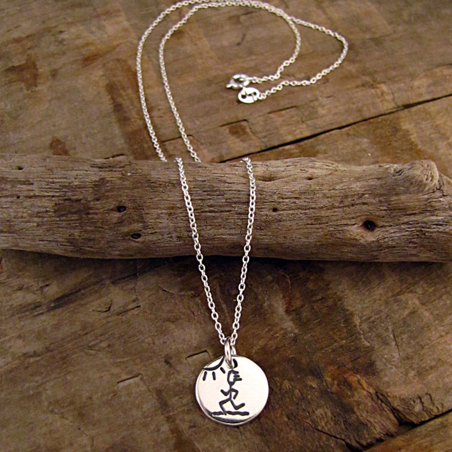 Run Necklace Running Jewelry Marathon Charm Necklace Sterling Silver