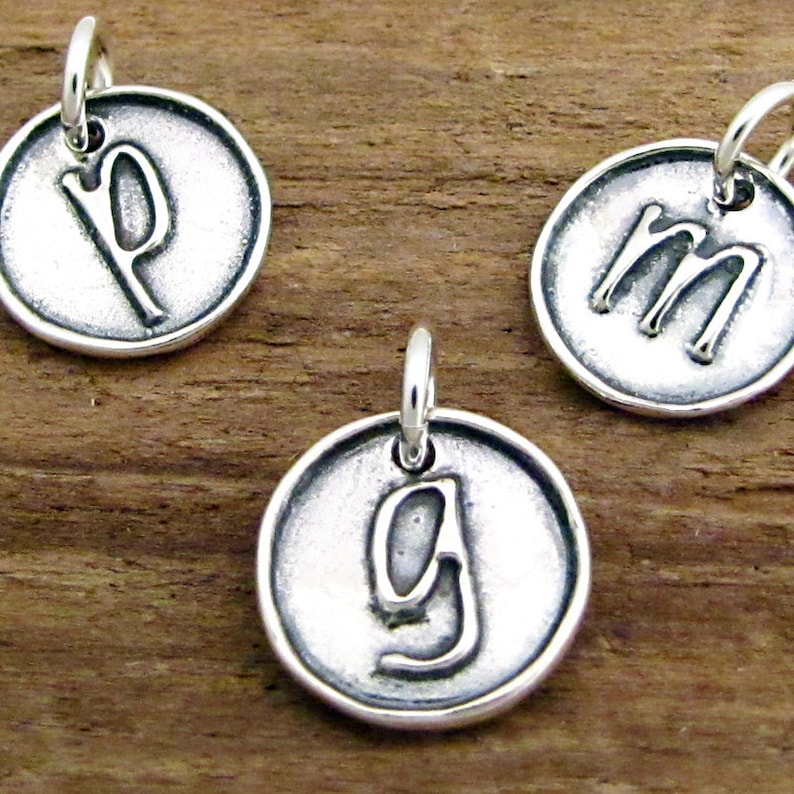 Initial Charm Necklace Sterling Silver Letter Charm Gift Etsy