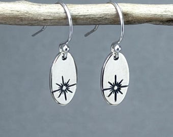 Tiny North Star Earrings - Minimalist Sterling Silver EH-150.2