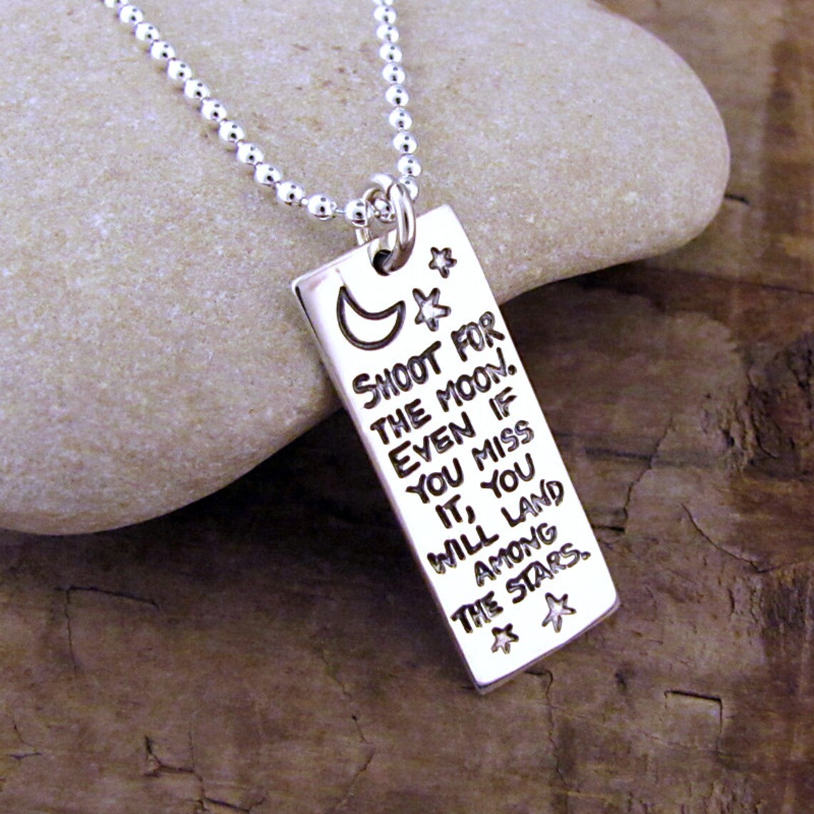 Shoot for the Moon Inspirational Necklace Graduation Gift Motivational