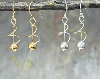 Twist Earring Spiral Dangle - Gold or Silver - Classic Lightweight Fun Handmade Jewelry