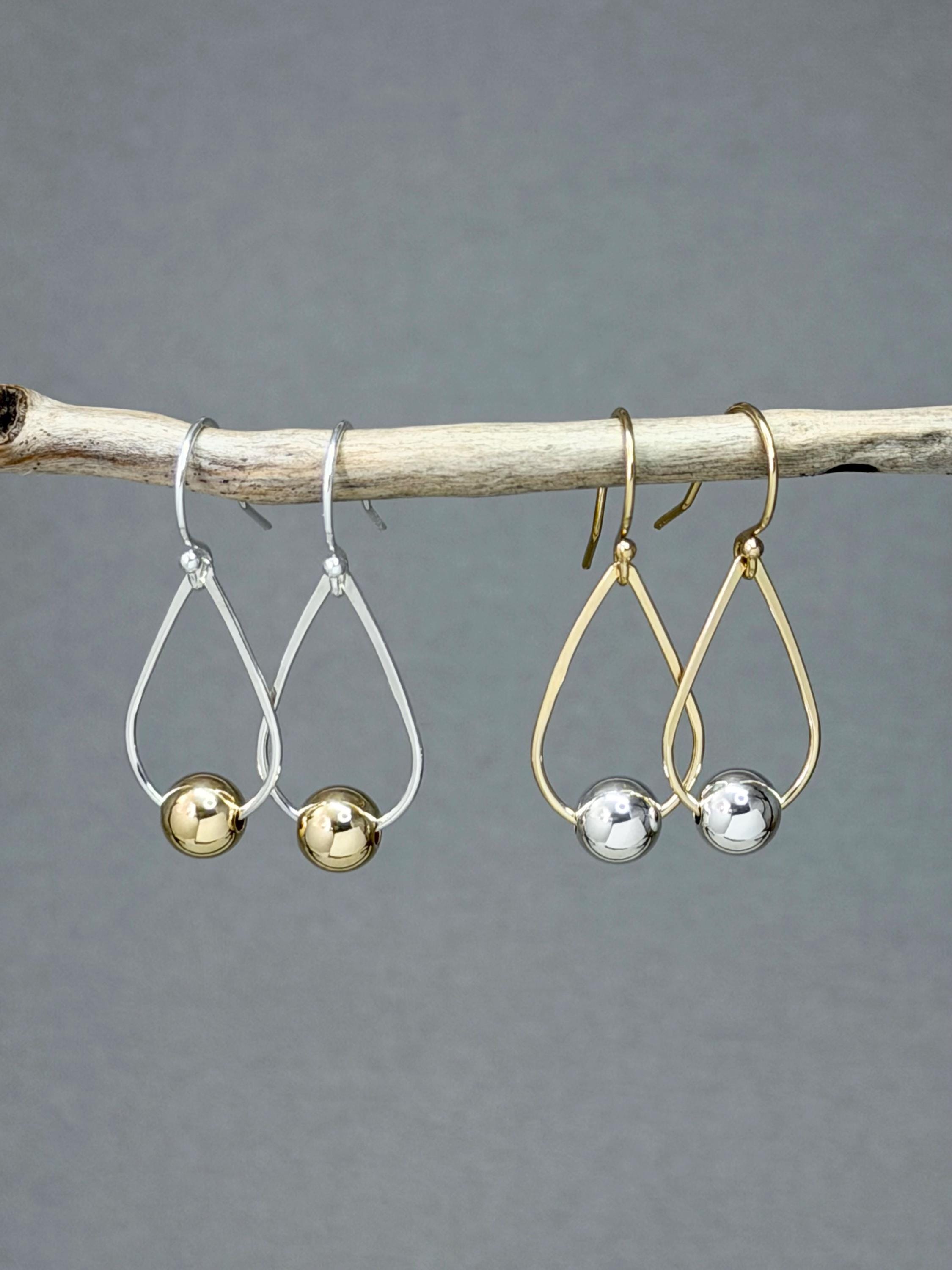 Mixed Metal Earrings - Lightweight Drop Earring - Gift for Her Silver…