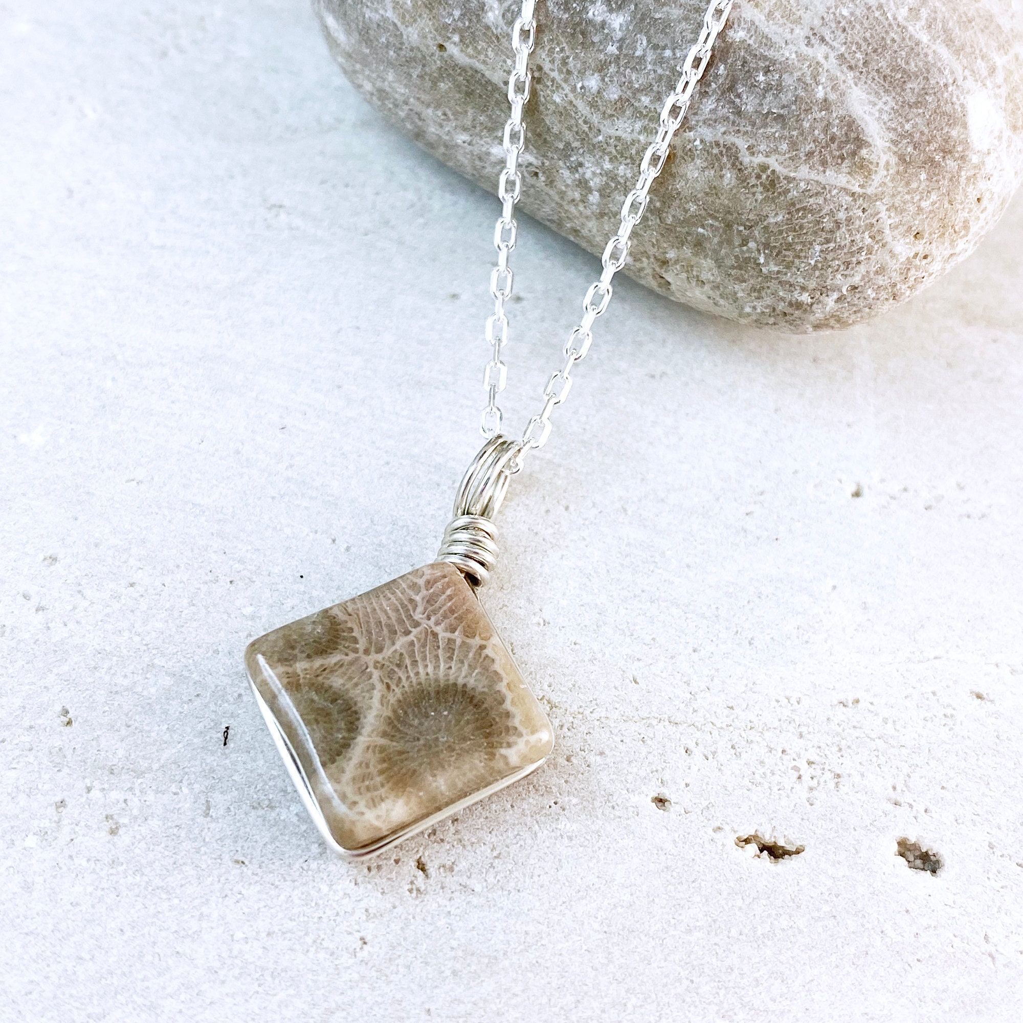 Petoskey Stone Necklace Wrapped in 
