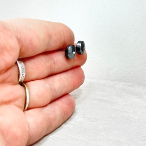 Unique Hematite Stud Earring Large Round Gray Post with Sterling Silver Ball Hematite Jewelry Artist Handmade in Michigan Hanni Jewelry image 7