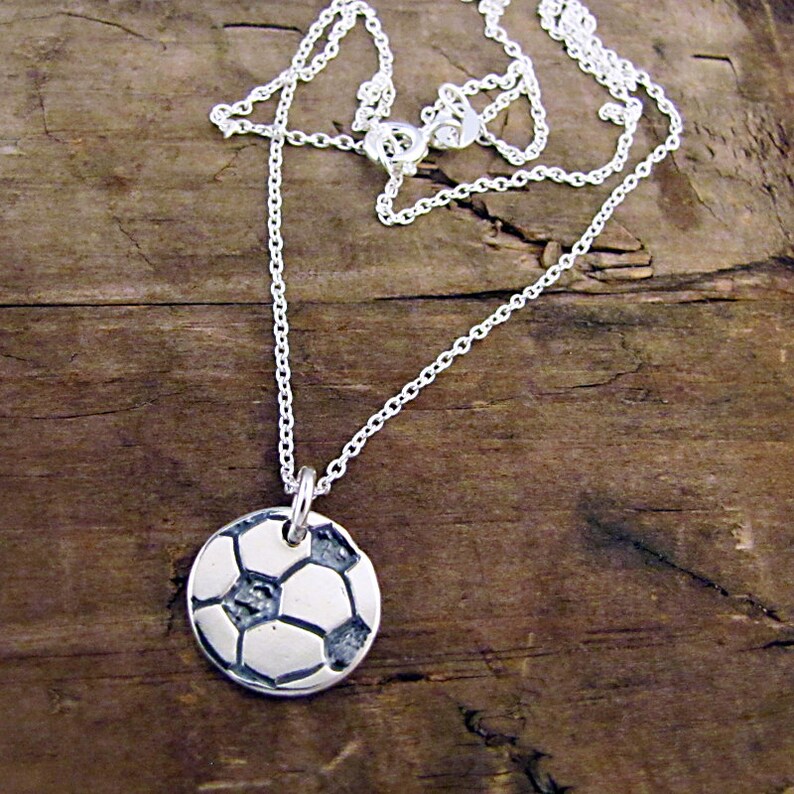 Soccer Charm Silver Soccer Ball Necklace Gift for Soccer Etsy
