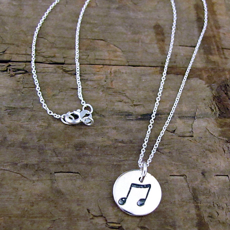 Music Note Necklace Silver Music Jewelry Love Music Charm | Etsy