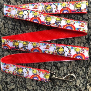 Nostalgia rainbow  green dog leash cutest retro 80s cartoon unique handmade clothing pet wear small breeds blonde girl pony