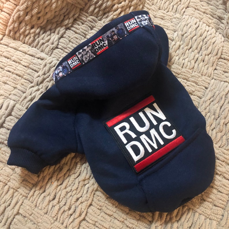 Run DmC music hip hop ribbon luxe sweatshirt hoodie rock roll dog pet cat hooded sweats alternative music billboard brown Medium deluxe rap